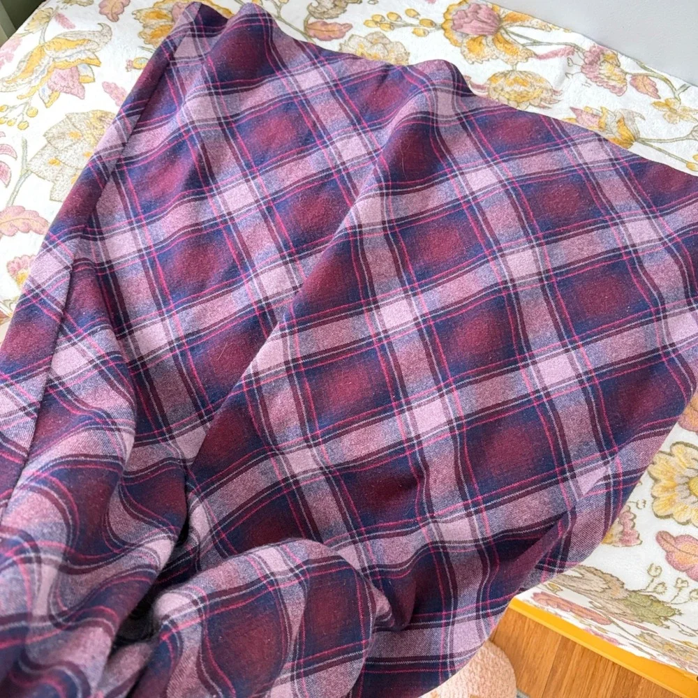 220 Hickory Vtg Maxi Skirt Dark Academia Purple Plaid Wool Blend Side Zip Long L - Picture 8 of 10